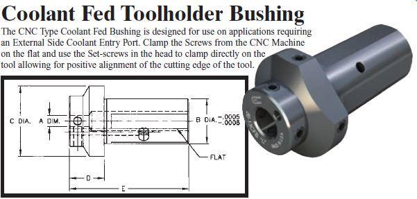 Coolant Fed Toolholder Bushing - (OD: 1-1/4" x ID: 5/16") - Part #: CNC 86-12CFB 5/16" - USA Tool & Supply