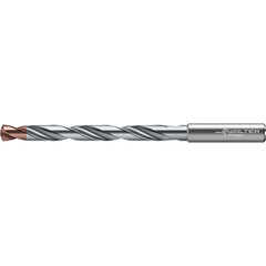 12 mm Dia. × 12 mm Shank × 114 mm Flute Length × 163 mm OAL, 8xD, 140 Degrees, Axial Inclined Exit, DIN 6535 HA, Cylindrical Solid Carbide Drill DC175 WJ30RY
