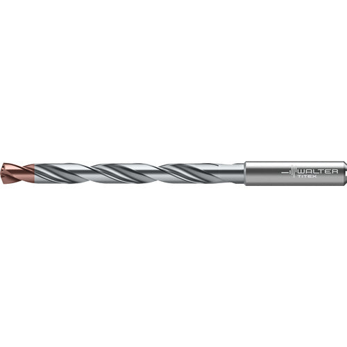 16 mm Dia. × 16 mm Shank × 152 mm Flute Length × 204 mm OAL, 8xD, 140 Degrees, Axial Inclined Exit, DIN 6535 HA, Cylindrical Solid Carbide Drill DC175 WJ30RY