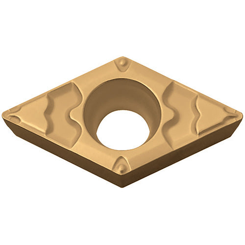 DCMT 3251 GP PV7025, 1/64″ Corner Radius, 5/32″ Thick, 3/8″ Inscribed Circle, TiCN (MEGACOAT), Diamond, Turning Indexable Insert - Exact Industrial Supply