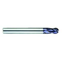 1/2" Dia. - 4-1/4" OAL - AlTiN CBD-Ball Nose HP End Mill-4 FL - USA Tool & Supply