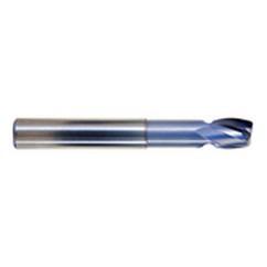 3/8" Dia. - 7/16" LOC - 3" OAL - .031 Radius 2 FL Carbide S/E HP End Mill-TiCN - USA Tool & Supply