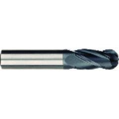 3/8 x 3/8 x 1 x 2-1/2 OAL 4 Flute Ball Nose Carbide End Mill - Round Shank-AlCrN Coated - USA Tool & Supply