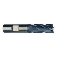 3/8 Dia. x 2-1/2 Overall Length 4-Flute .015 C/R Solid Carbide SE End Mill-Round Shank-Center Cut-AlTiN - USA Tool & Supply