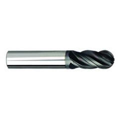 3/8" Dia. - 2-1/2" OAL - AlTiNX CBD-Ball End HP End Mill-4 FL - USA Tool & Supply