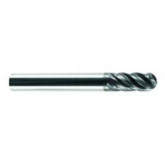 1/4" Dia. - 3/4" LOC - 2-1/2" OAL - Ball Nose 5 FL Carbide S/E HP End Mill-AlCrN-X - USA Tool & Supply