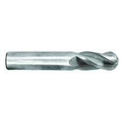 1/2" Dia. - 2-1/2" OAL - Ball Nose-TiN Solid Carbide End Mill - 4 FL - USA Tool & Supply