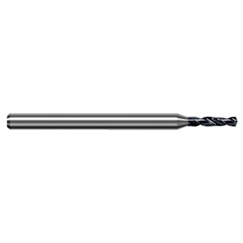 1.511 mm Dia. × 3 mm Shank × 10 mm Flute Length × 50 mm OAL, 5xD, 140°, AlTiN, 2xD Flute, Round Solid Carbide Drill - Exact Industrial Supply