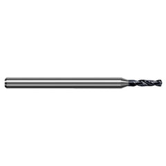 0.241 mm Dia. × 3 mm Shank × 1.65 mm Flute Length × 50 mm OAL, 5xD, 140°, AlTiN, 2xD Flute, Round Solid Carbide Drill - Exact Industrial Supply