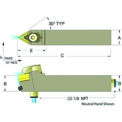 ADTENN16-3D 1 x 1" Neutral Toolholder - USA Tool & Supply