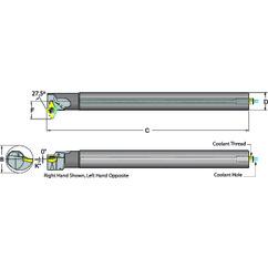 .625 Shank Coolant Thru Boring Bar- 27.5° Lead Angle for DC_T 21.51 Style Inserts - USA Tool & Supply