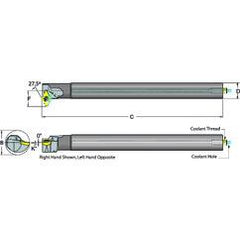.625 Shank Coolant Thru Boring Bar- 27.5° Lead Angle for DC_T 21.51 Style Inserts - USA Tool & Supply