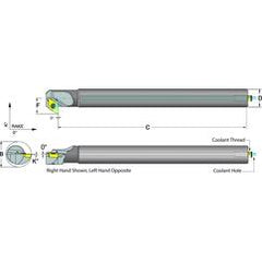 .375 Shank Coolant Thru Boring Bar- -5° (Back Boring) Lead Angle for DC_T 21.51 Style Inserts - USA Tool & Supply