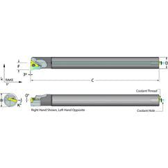 .625 Shank Coolant Thru Boring Bar- -3° Lead Angle for TPMT 21.51 Style Inserts - USA Tool & Supply