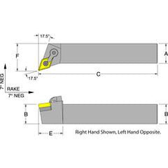 MDQNR16-4D - RH 1 x 1" Turning Tool Holder - USA Tool & Supply