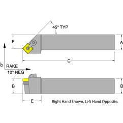 MSSNR16-4D - RH 1 x 1 Turning Tool Holder - USA Tool & Supply
