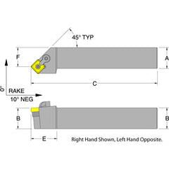 MSSNR16-4D - RH 1 x 1 Turning Tool Holder - USA Tool & Supply