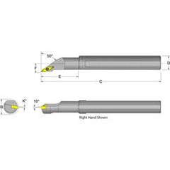 S12S-SVMCR-3 Right Hand 3/4 Shank Indexable Boring Bar - USA Tool & Supply