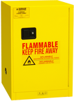 12 Gallon - All Welded - FM Approved - Flammable Safety Cabinet - Manual Doors - 1 Shelf - Safety Yellow - USA Tool & Supply