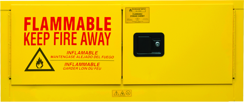 12 Gallon - All Welded - FM Approved - Flammable Safety Cabinet with Legs - Manual Doors - 1 Shelf - Safety Yellow - USA Tool & Supply