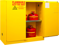 30 Gallon - All Welded - FM Approved - Flammable Safety Cabinet - Manual Doors - 1 Shelf - Safety Yellow - USA Tool & Supply