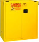 30 Gallon - All welded - FM Approved - Flammable Safety Cabinet - Self-closing Doors - 1 Shelf - Safety Yellow - USA Tool & Supply