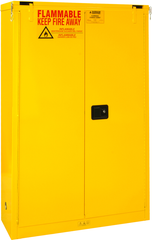 45 Gallon - All Welded - FM Approved - Flammable Safety Cabinet - Self-closing Doors - 2 Shelves - Safety Yellow - USA Tool & Supply