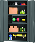 36"W - 16 Gauge - Lockable Cabinet - 4 Adjustable Shelves - Flush Door Style - Gray - USA Tool & Supply