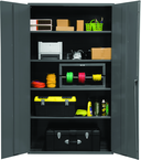 48"W - 16 Gauge - Lockable Shelf Cabinet - 4 Adjustable Shelves - Flush Door Style - Gray - USA Tool & Supply