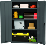 36"W - 16 Gauge - Lockable Shelf Cabinet - 3 Adjustable Shelves - Flush Door Style - Gray - USA Tool & Supply