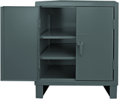 36"W - 14 Gauge - Lockable Shelf Cabinet - 2 Adjustable Shelves - Recessed Door Style - Gray - USA Tool & Supply