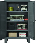 36"W - 14 Gauge - Lockable Shelf Cabinet - 3 Adjustable Shelves - Recessed Door Style - Gray - USA Tool & Supply