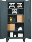 36"W - 14 Gauge - Lockable Shelf Cabinet - 4 Adjustable Shelves - Recessed Door Style - Gray - USA Tool & Supply