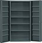 36"W - 14 Gauge - Lockable Shelf Cabinet - 4 Adjustable Shelves - 12 Door Shelves - Deep Door Style - Gray - USA Tool & Supply