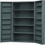 48"W - 14 Gauge - Lockable Shelf Cabinet - 4 Adjustable Shelves - 14 Door Shelves - Deep Door Style - Gray - USA Tool & Supply