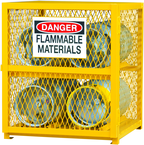 30"W - All Welded - Angle Iron Frame with Mesh Side - Horizontal Gas Cylinder Cabinet - 1 Shelf - Magnet Door - Safety Yellow - USA Tool & Supply