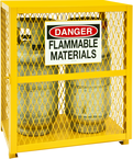 30 x 20 x 33-1/2" - All Welded - Angle Iron Frame with Mesh Side - Horizontal/Vertical Gas Cylinder Cabinet - Magnet Doors - Safety Yellow - USA Tool & Supply