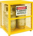 30"W - All Welded - Angle Iron Frame with Mesh Side - Vertical Gas Cylinder Cabinet - Magnet Door - Safety Yellow - USA Tool & Supply