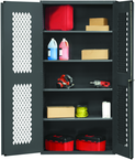 36"W - 14 Gauge - Lockable Ventilated Cabinet - 3 Adjustable Shelves - Flush Door Style - Gray - USA Tool & Supply