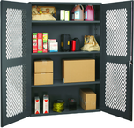 48"W - 14 Gauge - Lockable Cabinet - 3 Adjustable Shelves - Flush Door Style - Gray - USA Tool & Supply