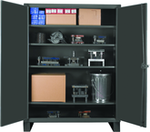 36"W - 12 Gauge - Lockable Cabinet - 4 Adjustable Shelves - Recessed Door Style - Gray - USA Tool & Supply