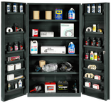 48"W - 14 Gauge - Lockable Cabinet - 4 Adjustable Shelves - 14 Door Shelves - Deep Door Style - Gray - USA Tool & Supply