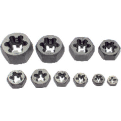 10 Pc.1/4 thru 1″ Hex Rethreading Die Set - Exact Industrial Supply