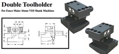 Double Toolholder - Standard (Top) (For Emco Maier 16mm VDI Shank Machines) - Part #: CNC86 E41.1616 - USA Tool & Supply