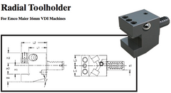 Radial Toolholder (For Emco Maier 16mm VDI Machines) - Part #: CNC86 E45.1616 - USA Tool & Supply