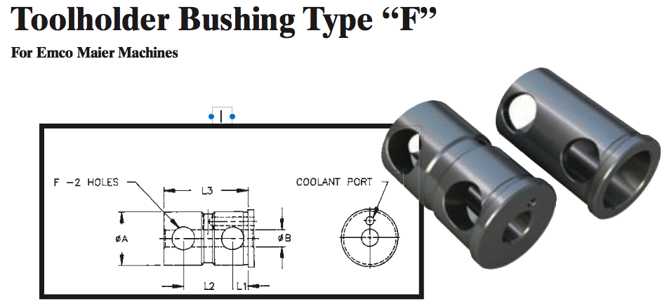 Toolholder Bushing Type ÒFÓ (For Emco Maier Machines) - Part #: CNC86 E86-80F 5/16" - USA Tool & Supply