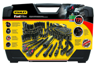 STANLEY® FATMAX® 1/4", 3/8" & 1/2" Drive 179 Piece Matte Black Chrome Mechanic's Tool Set - USA Tool & Supply