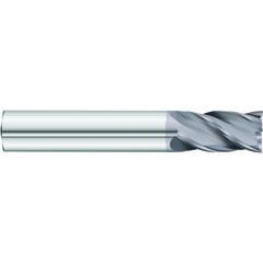 1/2 x 1/2 x 1-1/4 x 3 OAL .120 C/R 4 Flute Carbide End Mill - Round Shank-AlCrN Coated - USA Tool & Supply
