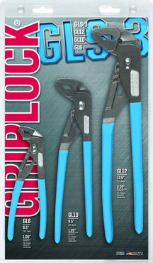 Channellock Griplock Plier Set -- #GLS3; 3 Pieces; Includes: 6"; 10" & 12" - USA Tool & Supply