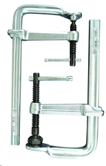 Economy L Clamp - 12" Capacity - 5-1/2" Throat Depth - Standard Pad - Profiled Rail, Spatter resistant spindle - USA Tool & Supply